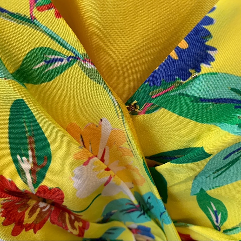 Kate Spade Cathleen Yellow V-Neck Floral Wrap Dress - Picture 9 of 11